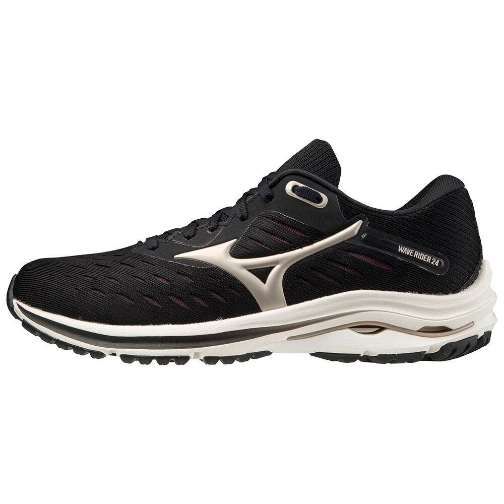 Scarpe Running Mizuno Wave Rider 24 Donna - Nere/Oro Platino - 15603-VOJL